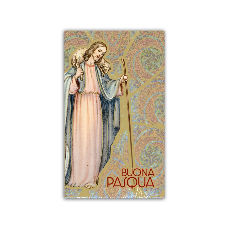 Immaginetta di Pasqua con Gesù Buon Pastore