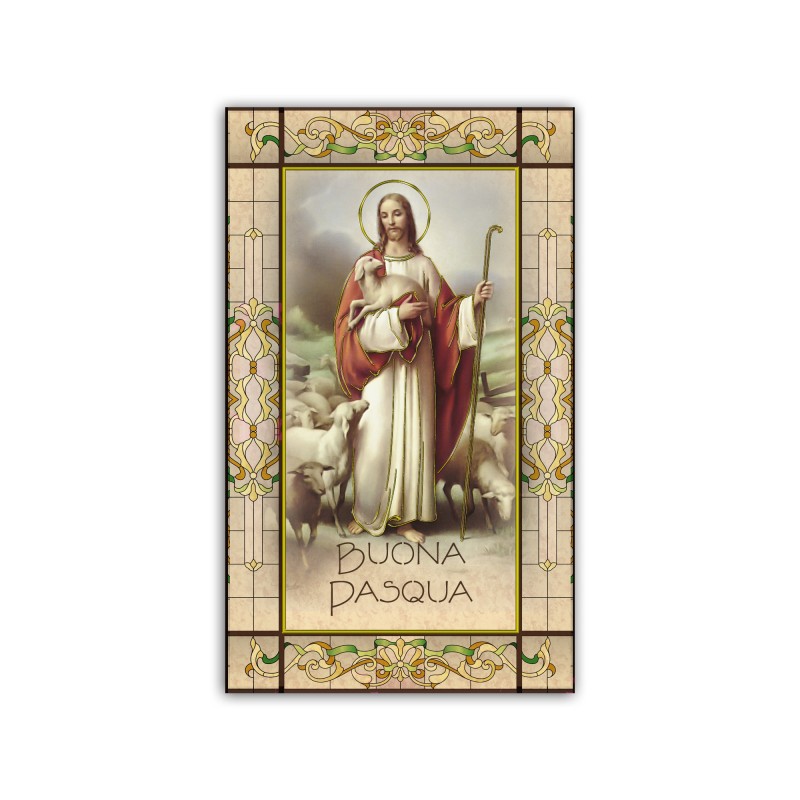 Immaginetta di Pasqua con Gesù Buon Pastore