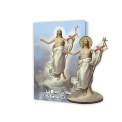 Statuetta bidimensionale di Gesù Risorto con preghiera e biografia
