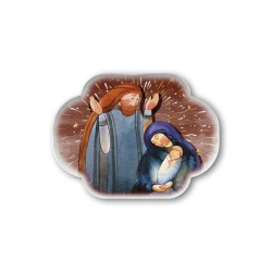 Soprammobile magnetico sagomato in resina porcellanata con Natività