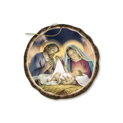 Decorazione natalizia stampata direttamente su legno con Natività