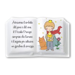 Magnete in resina porcellanata a forma di libro con il Piccolo Principe