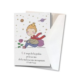 Biglietto per la Prima Comunione con il Piccolo Principe in carta perlata con busta