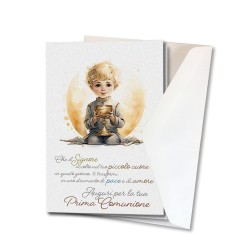Biglietto per la Prima Comunione in carta perlata con busta