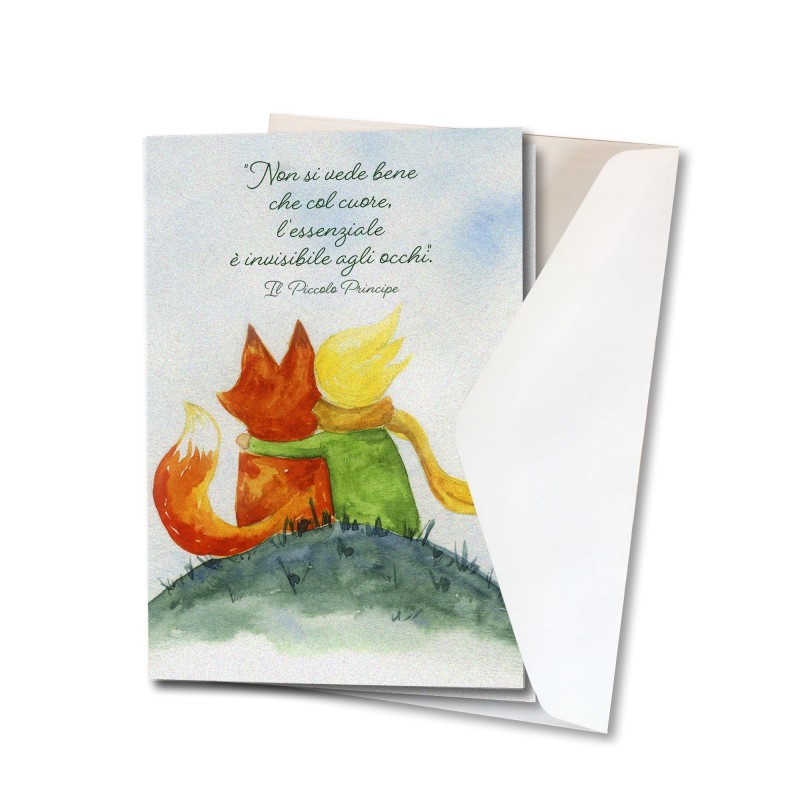 Biglietto per la Prima Comunione con il Piccolo Principe in carta perlata con busta Biglietto per la Prima Comunione con il Piccolo Principe in carta perlata con busta