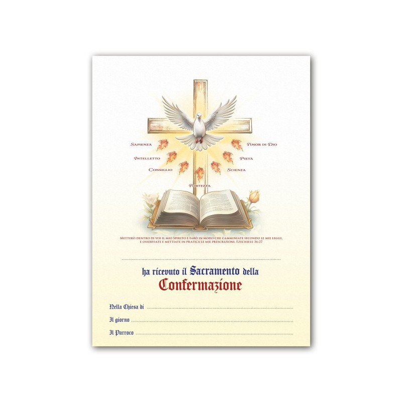 Diploma in carta pergamena per il ricevimento della Cresima Diploma in carta pergamena per il ricevimento della Cresima