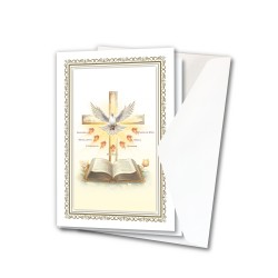 Biglietto con cornice in oro a caldo di Cresima con simbologia eucaristica