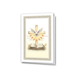 Biglietto con cornice in oro a caldo di Cresima con simbologia eucaristica