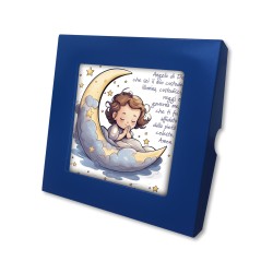 Piastrella con angioletto sulla luna 10 x 10 cm in scatola regalo
