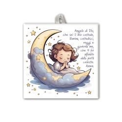 Piastrella con angioletto sulla luna 10 x 10 cm