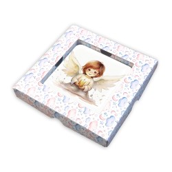 Quadretto in legno angioletto con candela con scatola regalo