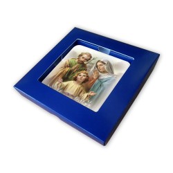 Quadretto in legno Sacra Famiglia con scatola regalo