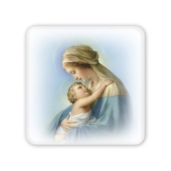 Quadretto in legno Madonna con bambino con scatola regalo