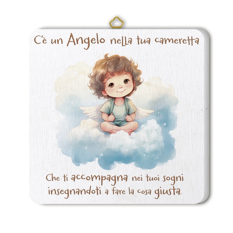 Quadretto in legno angioletto con scatola regalo Quadretto in legno angioletto con scatola regalo