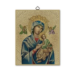 Quadretto in MDF con mosaico in lamina dorata del Perpetuo Soccorso