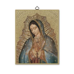 Quadretto in MDF con mosaico in lamina dorata della Madonna di Guadalupe