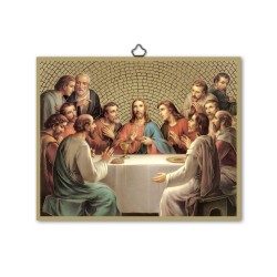 Quadretto in MDF con mosaico in lamina dorata dell'Ultima Cena