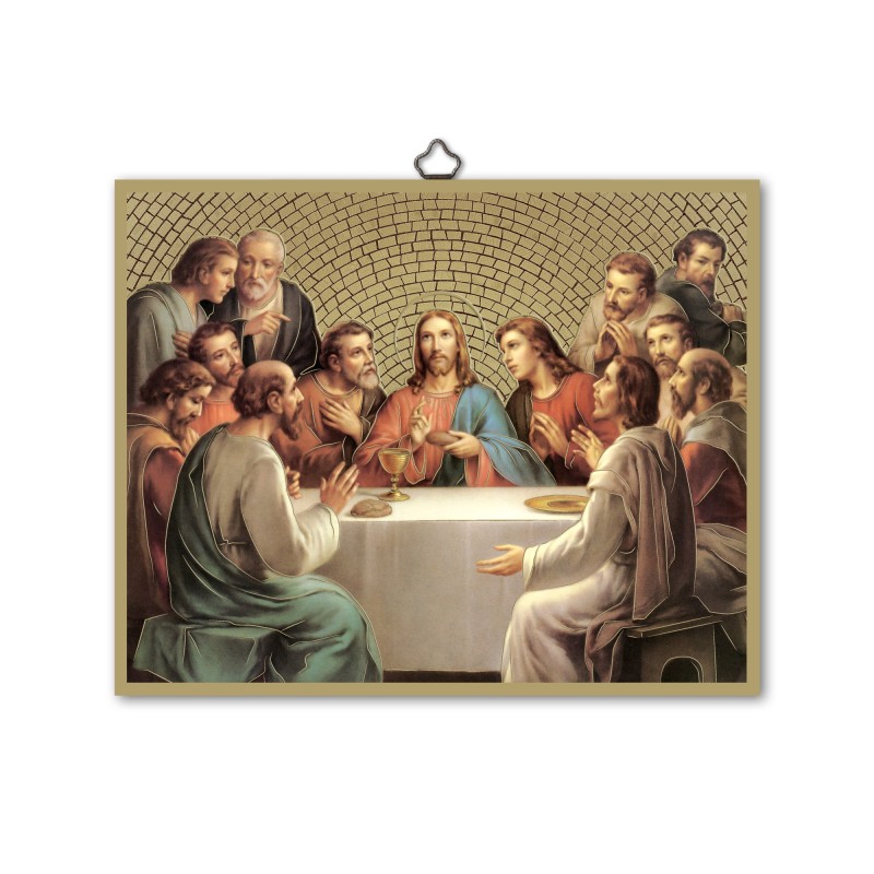 Quadretto in MDF con mosaico in lamina dorata dell'Ultima Cena Quadretto in MDF con mosaico in lamina dorata dell'Ultima Cena