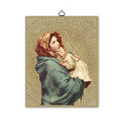 Quadretto in MDF con mosaico in lamina dorata della Madonna con bambino