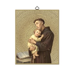 Quadretto in MDF con mosaico in lamina dorata di Sant'Antonio