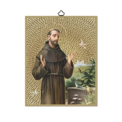 Quadretto in MDF con mosaico in lamina dorata di San Francesco