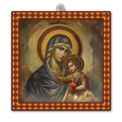 Piastrella Madonna con bambino 20x20 cm in scatola regalo