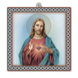 Piastrella Sacro Cuore di Gesù 20x20 cm in scatola regalo