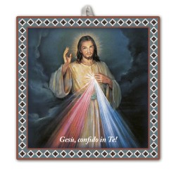 Piastrella Gesù Misericordioso 20x20 cm in scatola regalo