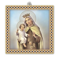 Piastrella Madonna del Carmelo 20x20 cm in scatola regalo