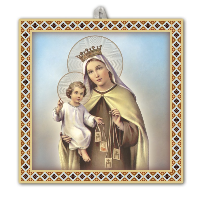 Piastrella Madonna del Carmelo 20x20 cm in scatola regalo Piastrella Madonna del Carmelo 20x20 cm in scatola regalo
