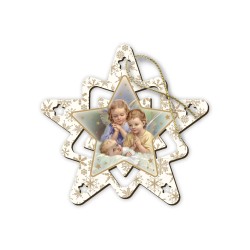 Decorazione natalizia per albero a forma di stellina con angioletti