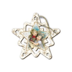Decorazione natalizia per albero a forma di stellina con angioletti