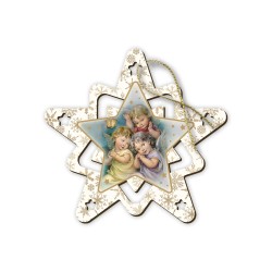 Decorazione natalizia per albero a forma di stellina con angioletti