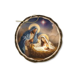 Decorazione natalizia stampata direttamente su legno con Natività