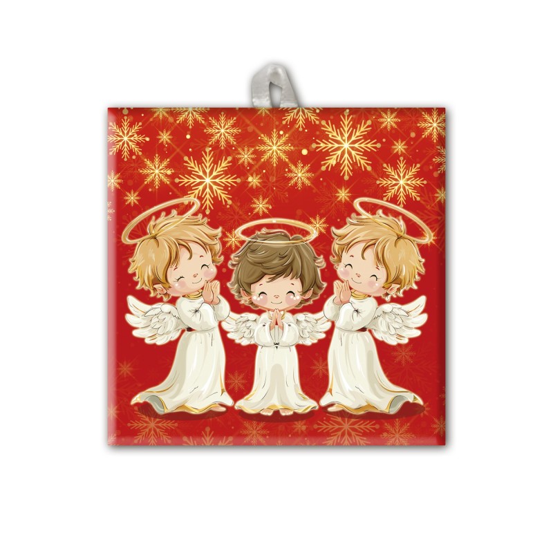 Piastrella 10x10 cm con tre angioletti Piastrella 10x10 cm con tre angioletti