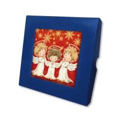 Piastrella 10x10 cm con tre angioletti in scatola regalo