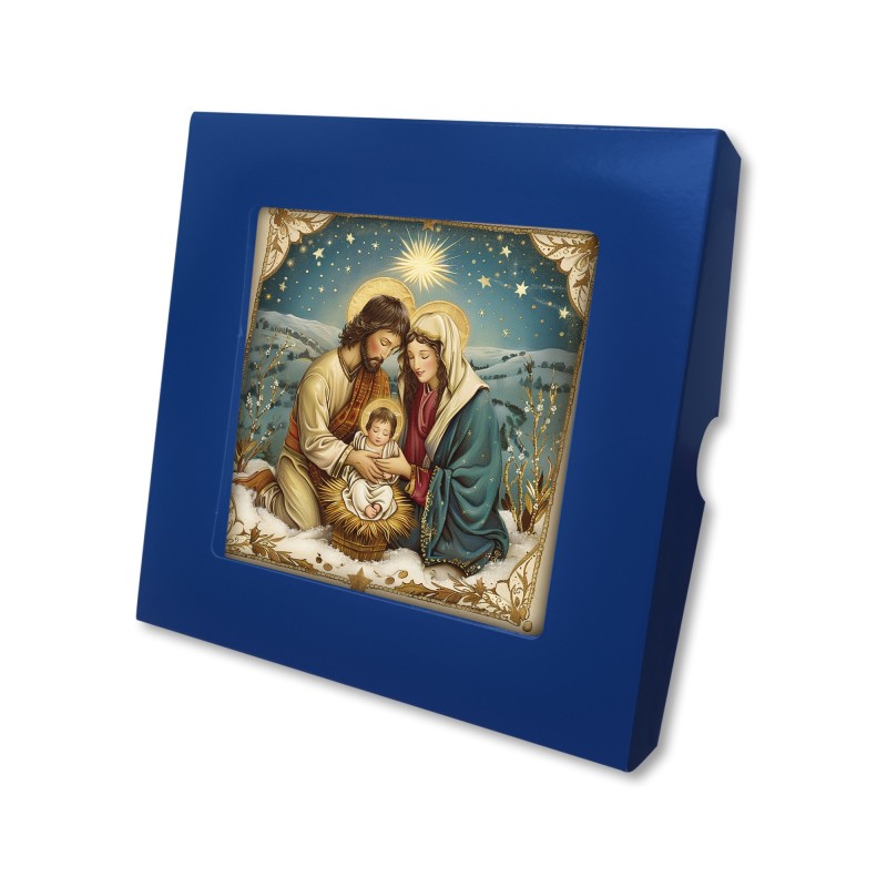 Piastrella 10x10 cm con immagine della Natività in scatola regalo Piastrella 10x10 cm con immagine della Natività in scatola regalo