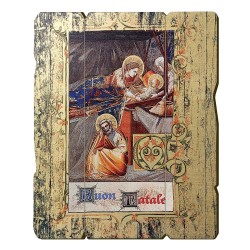 Quadro in legno sagomato stile vintage con la Natività di Giotto