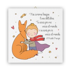 Tela 30x30 cm del Piccolo Principe che abbraccia la sua amica volpe