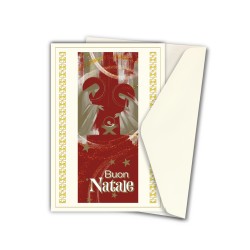 Biglietto in carta telata con applicazione dell'immaginetta della Natività