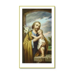 Santino con cornice bianca e bordino dorato di San Giuseppe