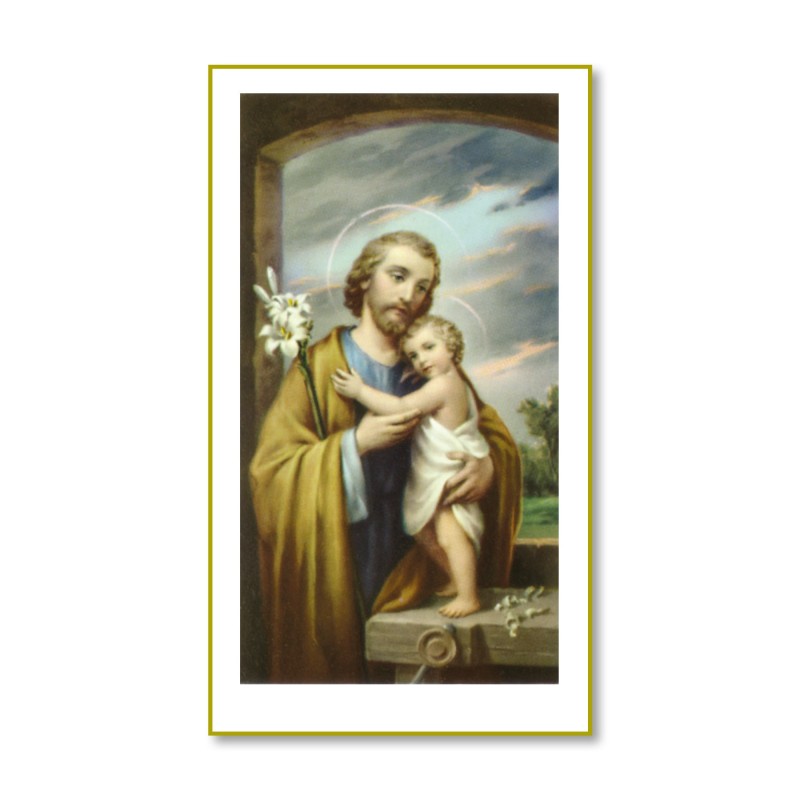 Santino con cornice bianca e bordino dorato di San Giuseppe Santino con cornice bianca e bordino dorato di San Giuseppe