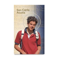 Biglietto con biografia e preghiera a Carlo Acutis