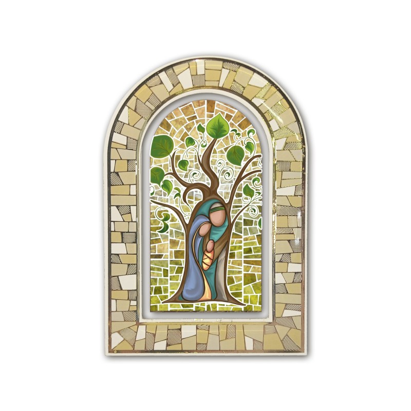 Vetrata tridimensionale d'appoggio Albero della Vita Vetrata tridimensionale d'appoggio Albero della Vita