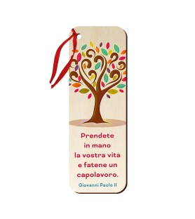 Segnalibro o chiudipacco stampato su legno con cordino raffigurante l'Albero della Vita