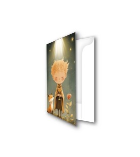 Biglietto con porta banconote interno con dettagli in oro digitale raffigurante il Piccolo Principe