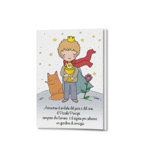 Biglietto per la Prima Comunione con il Piccolo Principe in carta perlata con busta
