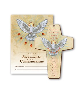 Croce in MDF con simbologia eucaristica della Cresima