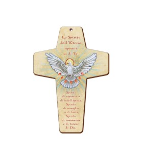Croce in MDF con simbologia eucaristica della Cresima
