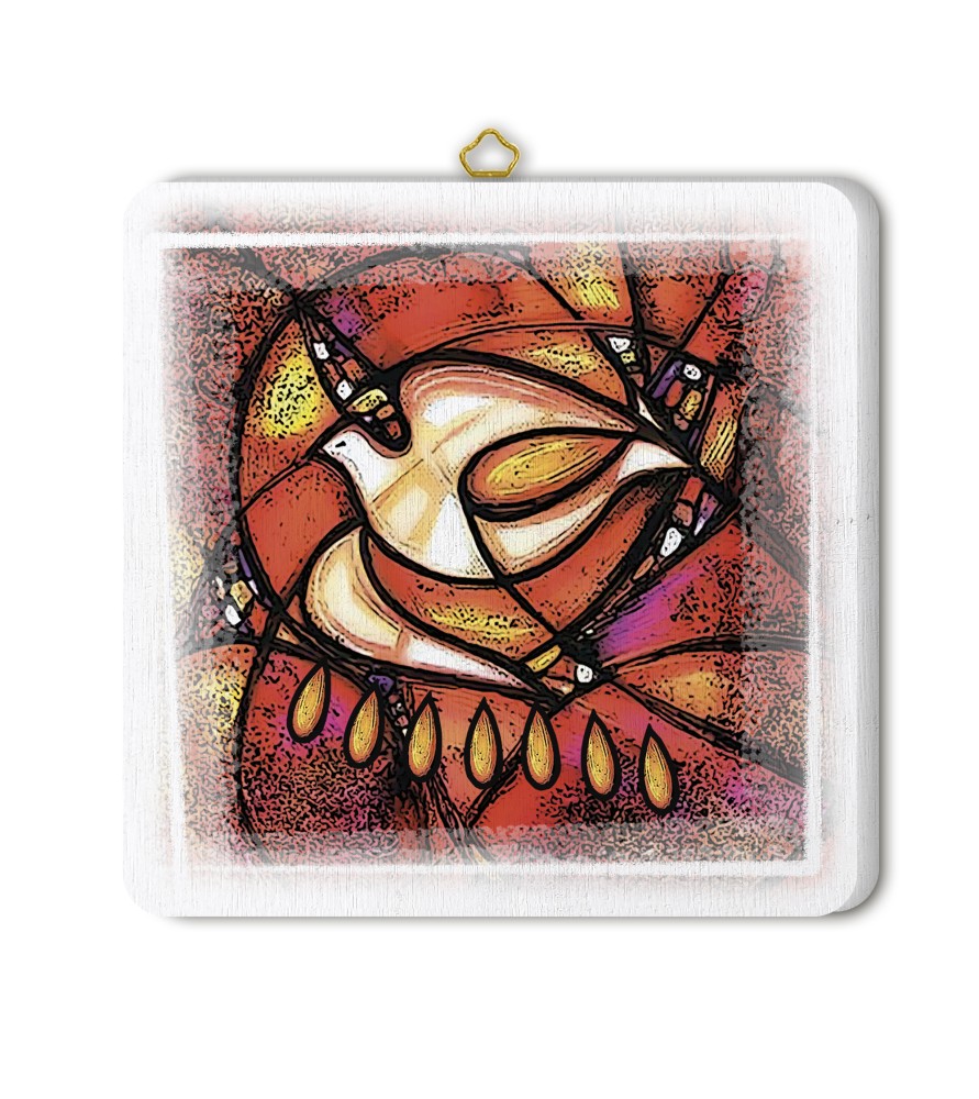 Quadretto in legno per la Cresima con lo Spirito Santo e i Sette Doni e scatola regalo Quadretto in legno per la Cresima con lo Spirito Santo e i Sette Doni e scatola regalo